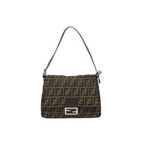 FENDI Mamma Bucket Shoulder Bag Zucca Canvas Brown Leather